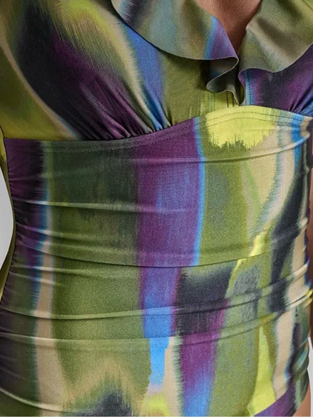 NWT DKNY Ruffle V-Neck One-Piece Swimsuit Bathing Suit Multicolor L - Picture 5 of 12